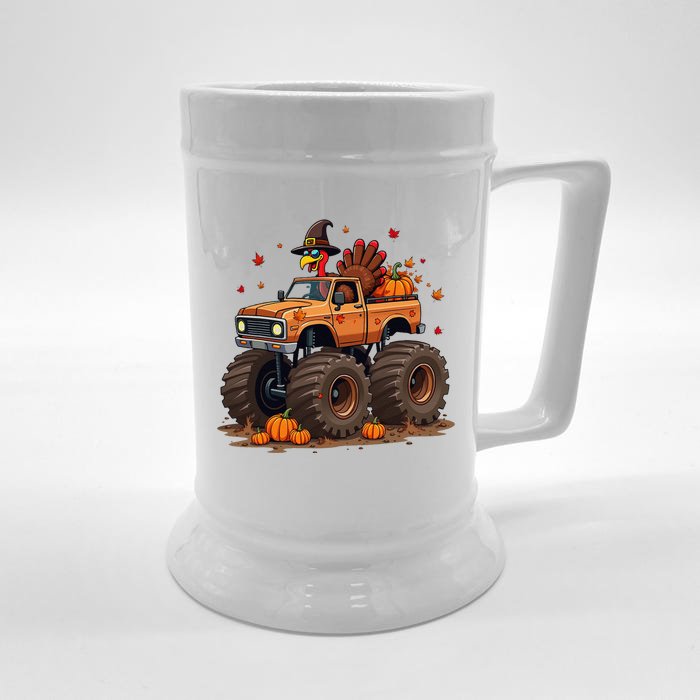 Thanksgiving Turkey Monster Truck Gift Front & Back Beer Stein