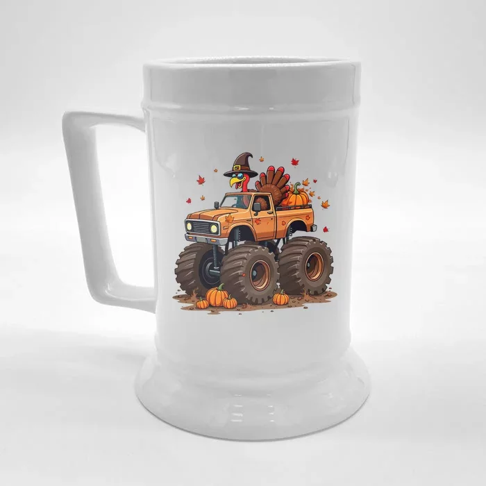 Thanksgiving Turkey Monster Truck Gift Front & Back Beer Stein