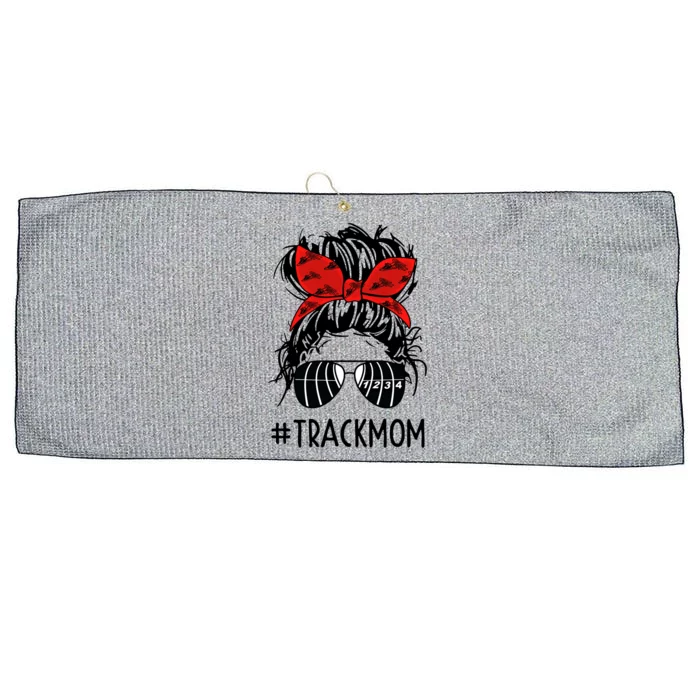 #Trackmom Track Mom Messy Bun Marathon Running Mother's Day Gift Large Microfiber Waffle Golf Towel