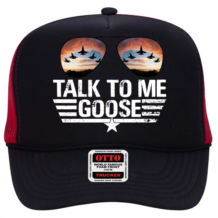 Talk To Me Goose Jet Fighter Sunglasses High Crown Mesh Trucker Hat