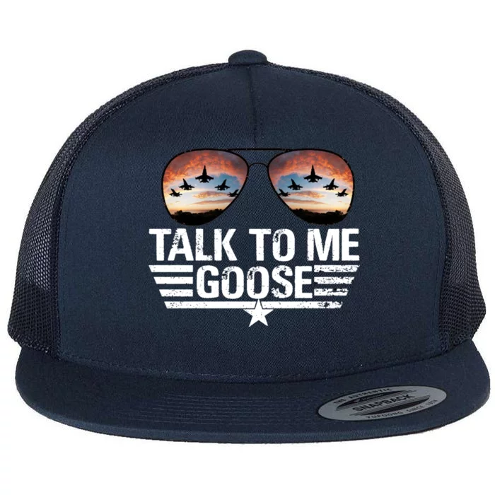 Talk To Me Goose Jet Fighter Sunglasses Flat Bill Trucker Hat