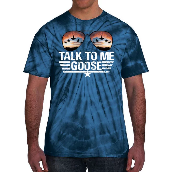 Talk To Me Goose Jet Fighter Sunglasses Tie-Dye T-Shirt