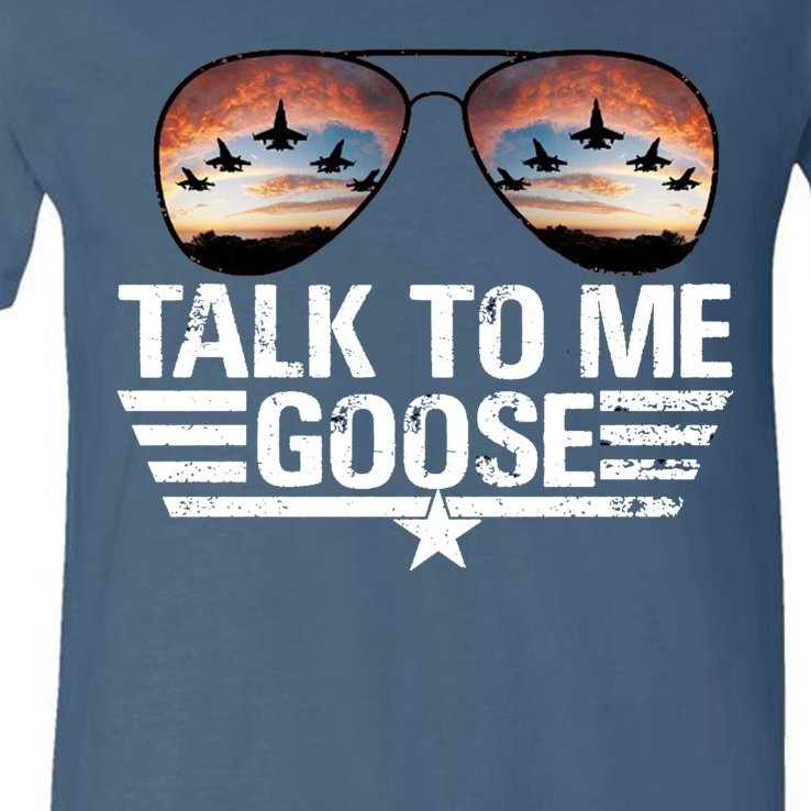 Talk To Me Goose Jet Fighter Sunglasses V-Neck T-Shirt