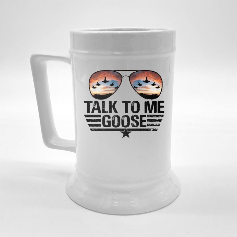 Talk To Me Goose Jet Fighter Sunglasses Beer Stein