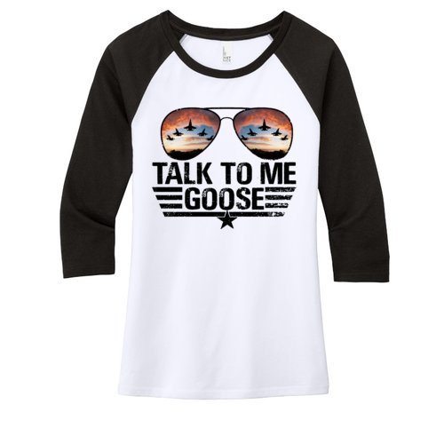 Talk To Me Goose Jet Fighter Sunglasses Women’s Tri-Blend 3/4-Sleeve Raglan Shirt