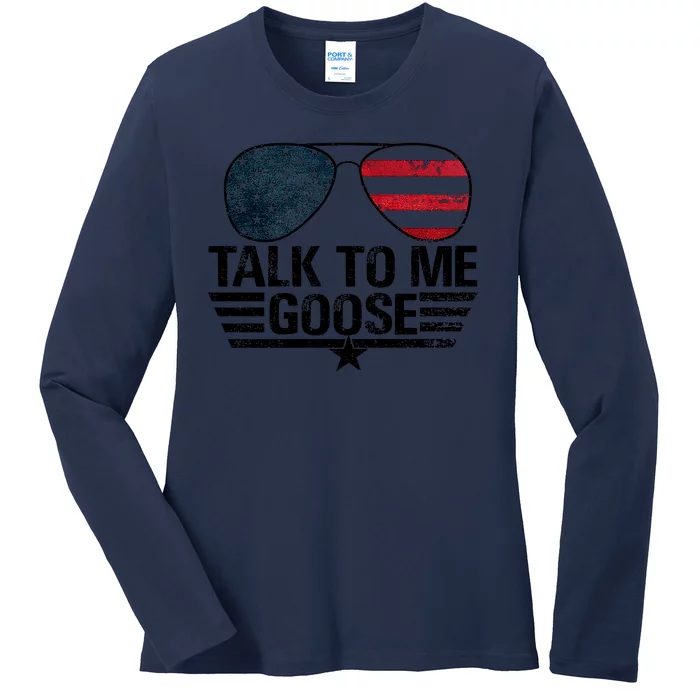 Talk To Me Goose USA Flag Sunglasses Ladies Long Sleeve Shirt