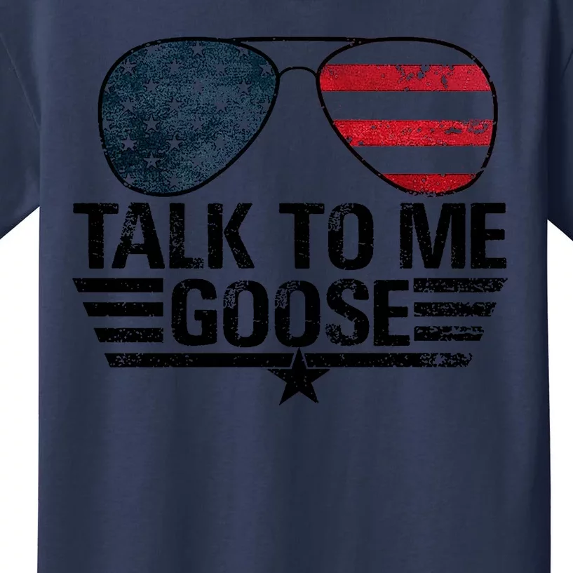 Talk To Me Goose USA Flag Sunglasses Kids T-Shirt