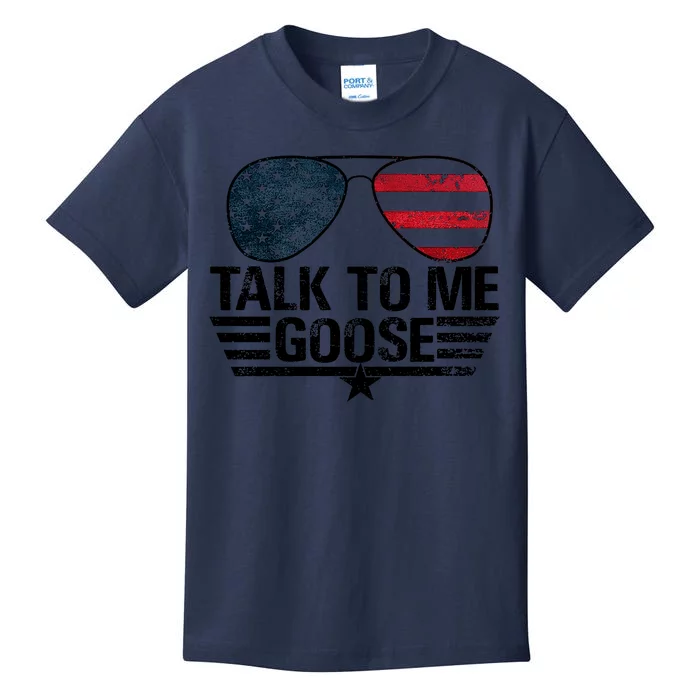 Talk To Me Goose USA Flag Sunglasses Kids T-Shirt