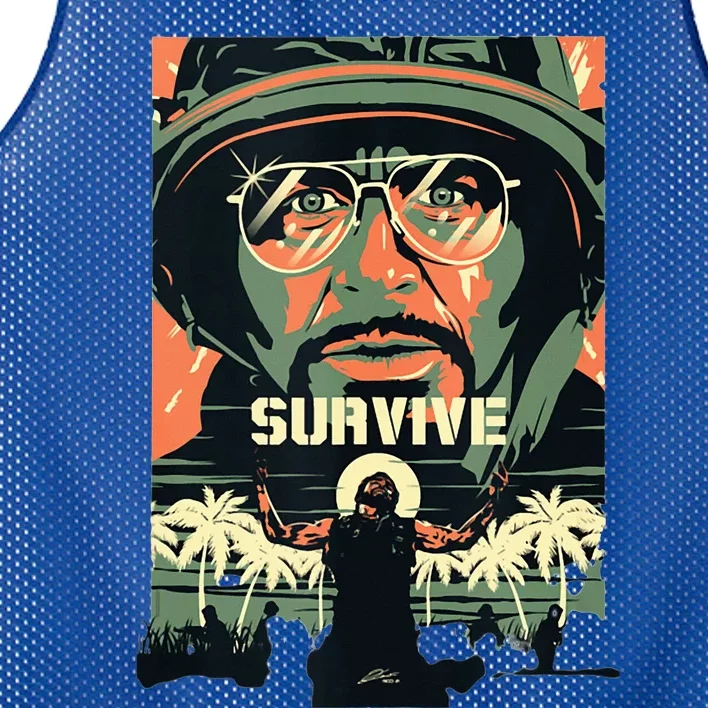 Tropic Thunder Movie Survive Funny Tank Top Mesh Reversible Basketball Jersey Tank