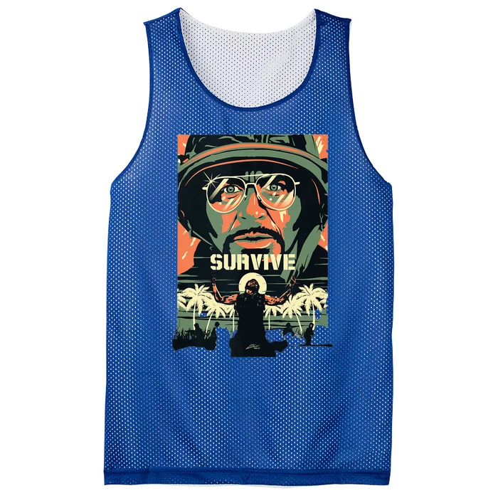 Tropic Thunder Movie Survive Funny Tank Top Mesh Reversible Basketball Jersey Tank