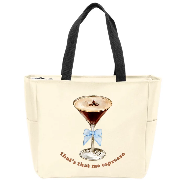 That’S That Me Espresso Espresso Martini Blue Bow Zip Tote Bag