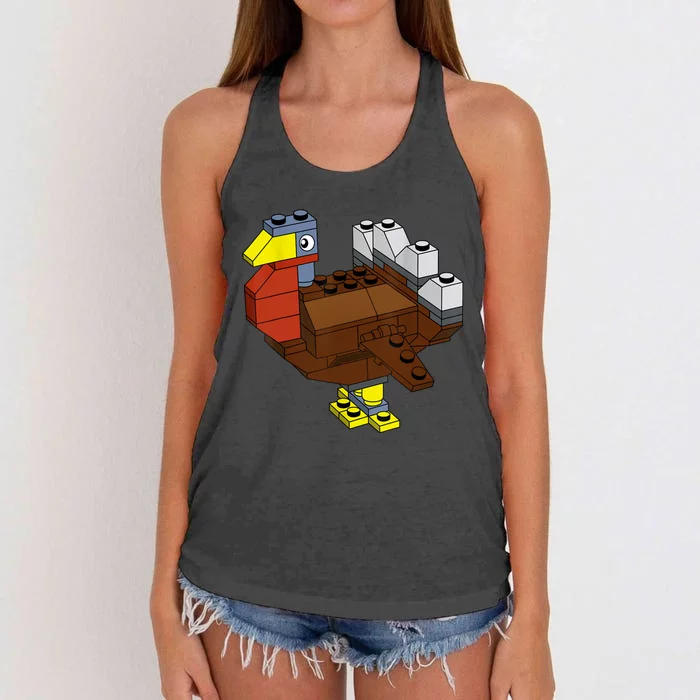 Tukey Thanksgiving Master Builder Block Brick Building Women's Knotted Racerback Tank