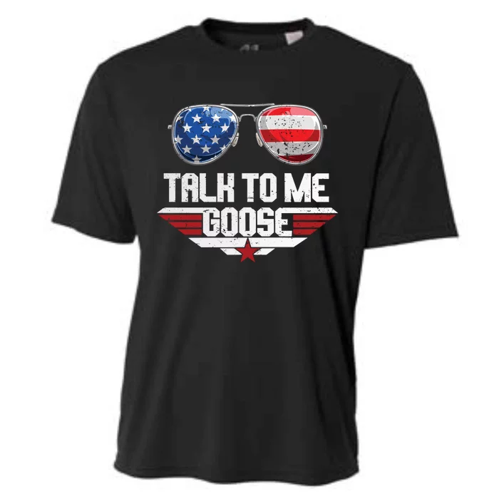 Talk To Me Goose Glasses US Flag Top Maverick Cooling Performance Crew T-Shirt