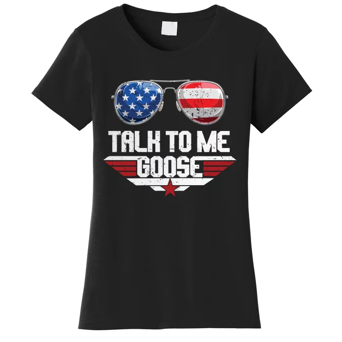 Talk To Me Goose Glasses US Flag Top Maverick Women's T-Shirt