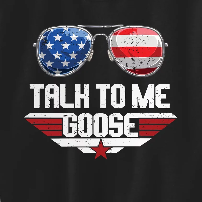 Talk To Me Goose Glasses US Flag Top Maverick Kids Sweatshirt