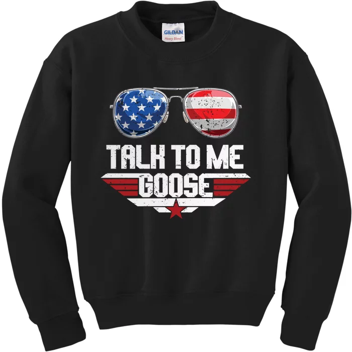 Talk To Me Goose Glasses US Flag Top Maverick Kids Sweatshirt