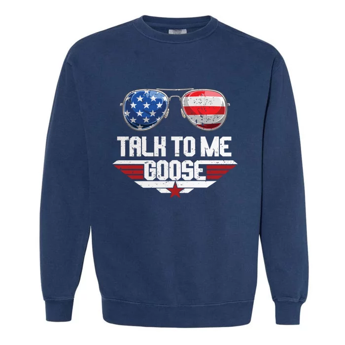 Talk To Me Goose Glasses US Flag Top Maverick Garment-Dyed Sweatshirt