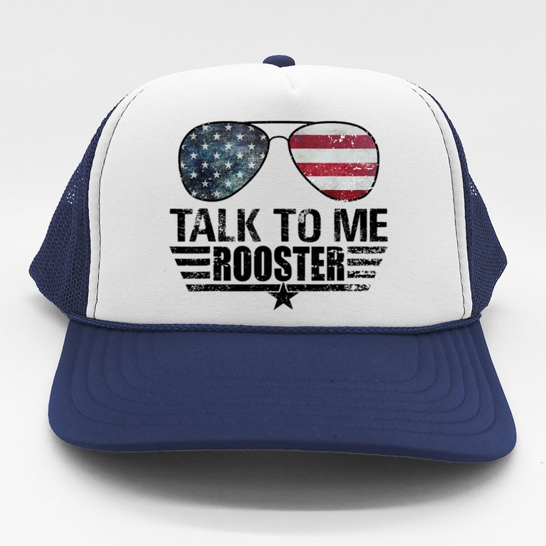 Talk To Me Rooster Sunglasses America Flag Trucker Hat