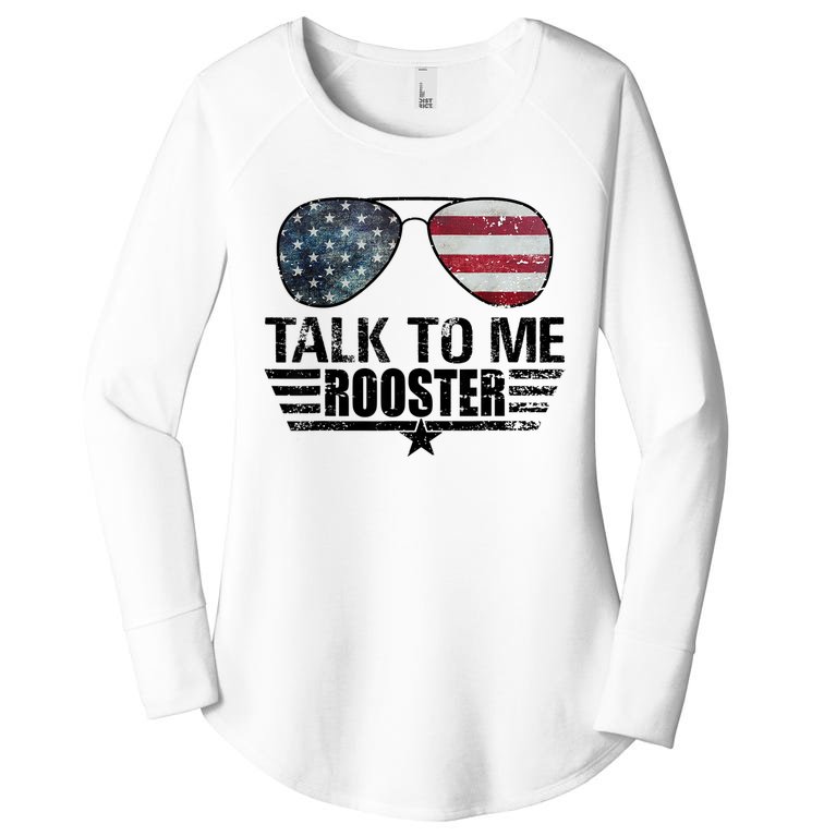 Talk To Me Rooster Sunglasses America Flag Women’s Perfect Tri Tunic Long Sleeve Shirt