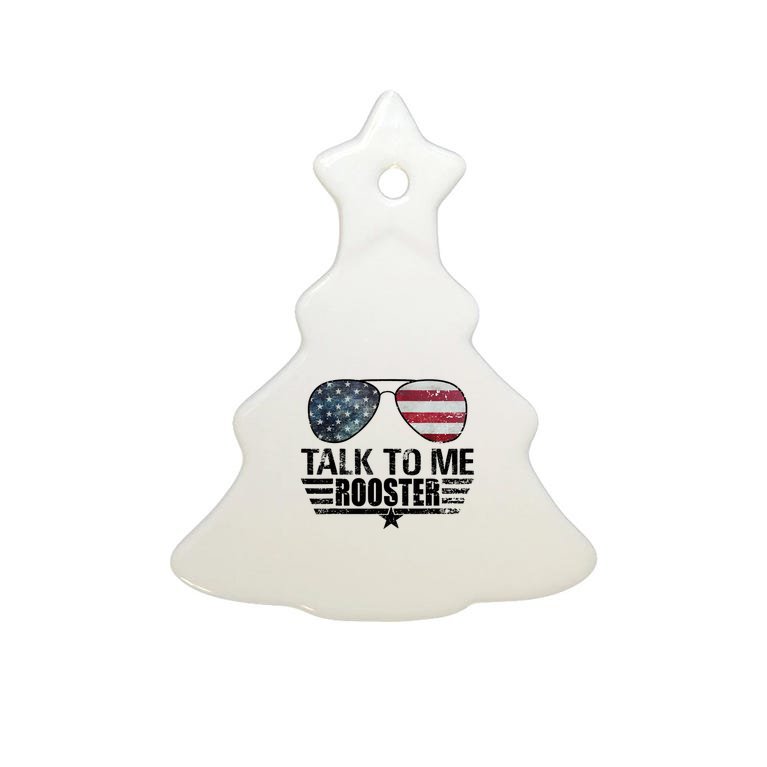 Talk To Me Rooster Sunglasses America Flag Tree Ornament