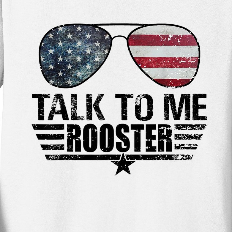 Talk To Me Rooster Sunglasses America Flag Kids Long Sleeve Shirt