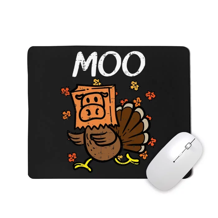 Thanksgiving Turkey Moo Cow Head Funny Fall Mousepad