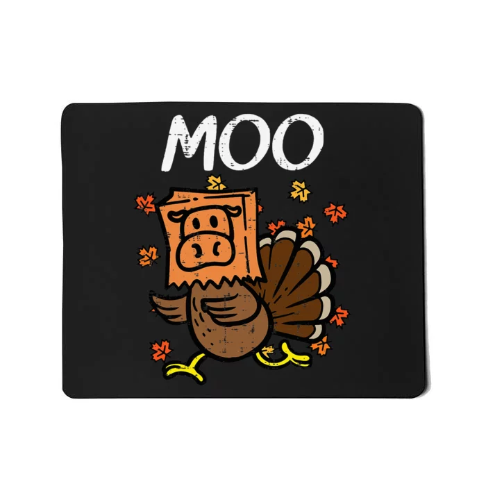 Thanksgiving Turkey Moo Cow Head Funny Fall Mousepad