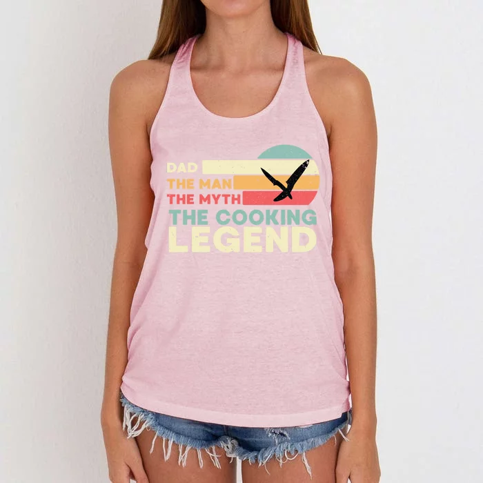 The The Myth The Cooking Legend – Best Cooking Dad Gift Women's Knotted Racerback Tank