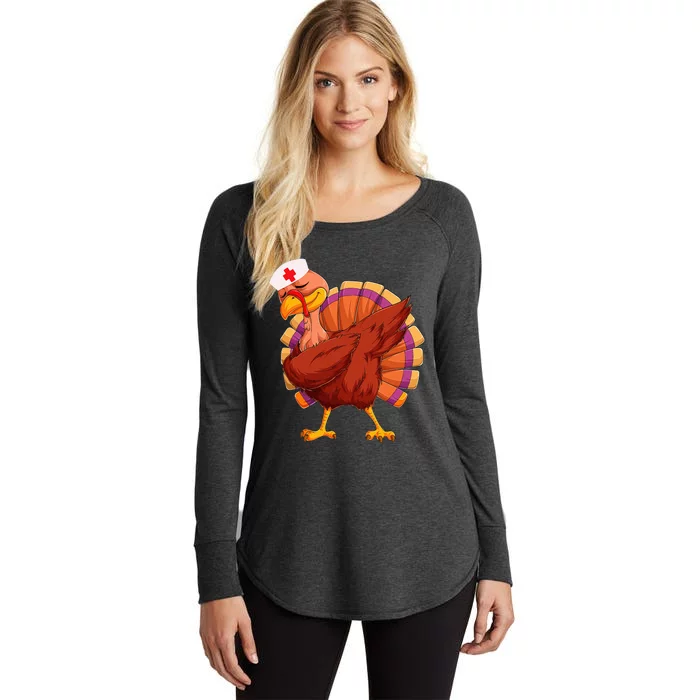 Thanksgiving Turkey Nurse Holiday Nursing Women's Perfect Tri Tunic Long Sleeve Shirt