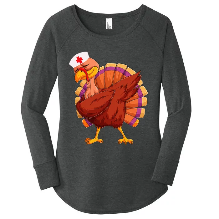 Thanksgiving Turkey Nurse Holiday Nursing Women's Perfect Tri Tunic Long Sleeve Shirt