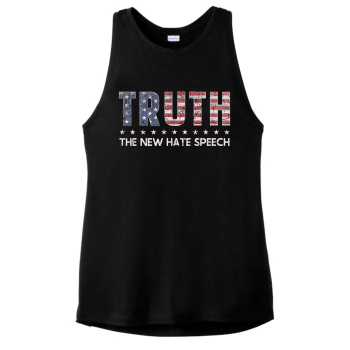 Truth The New Hate Speech Political Correctness Usa Flag Ladies Tri-Blend Wicking Tank