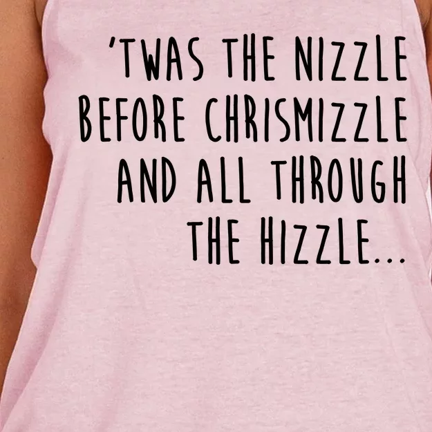 Twas The Nizzle Before Chrismizzle Funny Christmas Women's Knotted Racerback Tank