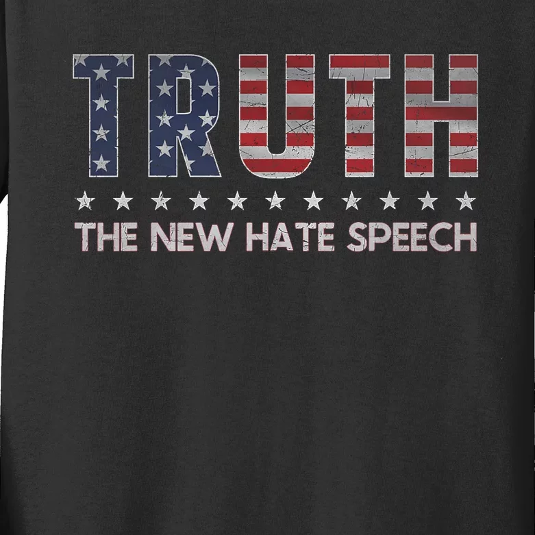 Truth The New Hate Speech Political Correctness Usa Flag Kids Long Sleeve Shirt