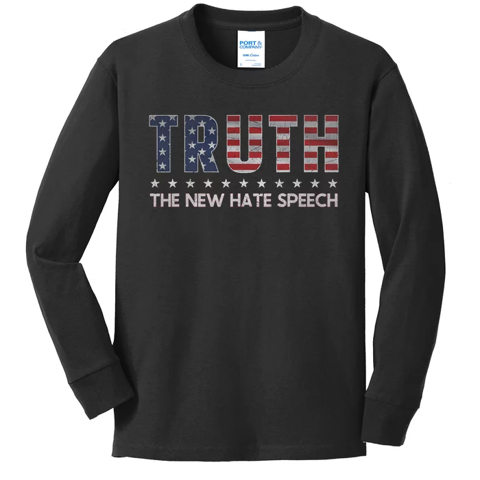 Truth The New Hate Speech Political Correctness Usa Flag Kids Long Sleeve Shirt