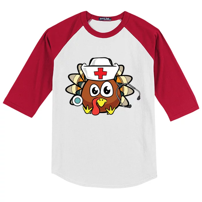 Thanksgiving Turkey Nurse Funny Rn Lpn Registered Nurse Gift Great Gift Kids Colorblock Raglan Jersey