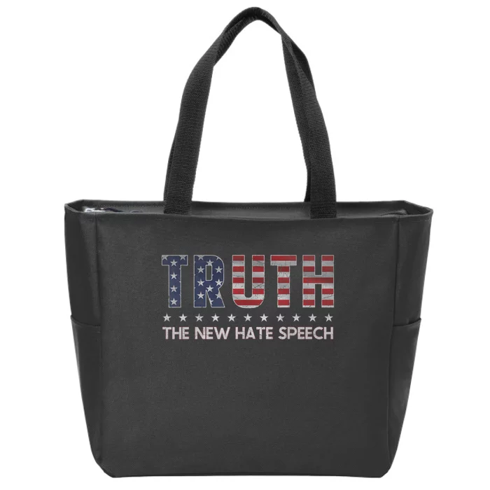 Truth The New Hate Speech Political Correctness USA Flag Zip Tote Bag