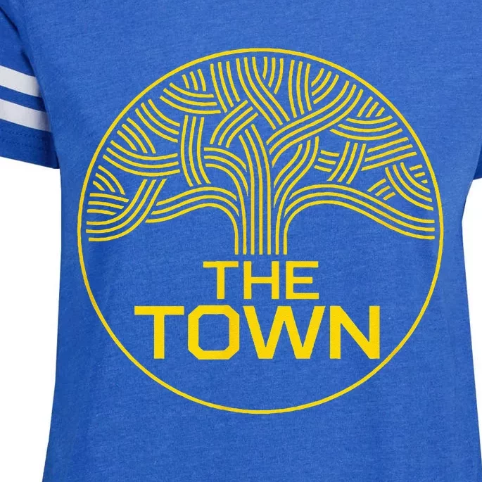 The Town Oak Tree (Yellow) Oakland California Enza Ladies Jersey Football T-Shirt