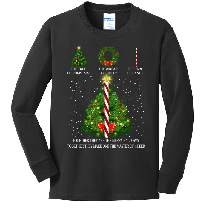 The Tree Of Christmas The Wreath Of Holly The Care Of Candy Kids Long Sleeve Shirt