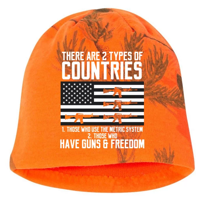 Two Types Of Countries Have Freedom Us Flag 2a Gun Rights Gift Kati - Camo Knit Beanie