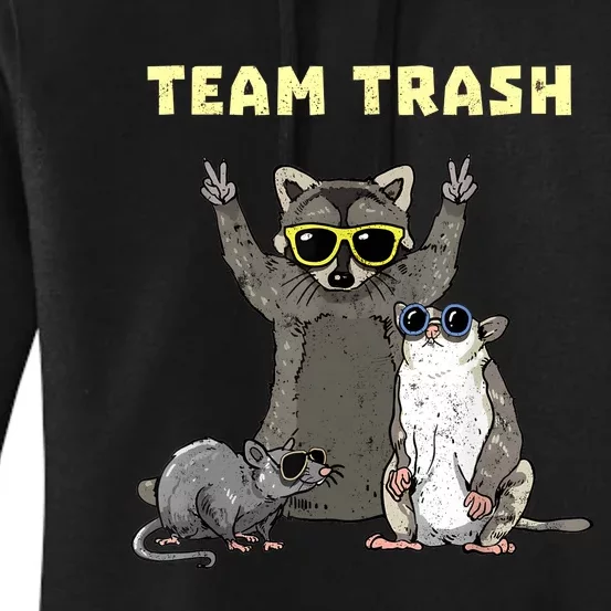 Team Trash Opossum Raccoon Rat Funny Animals Garbage Gang Women's Pullover Hoodie