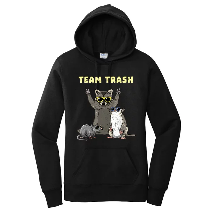 Team Trash Opossum Raccoon Rat Funny Animals Garbage Gang Women's Pullover Hoodie