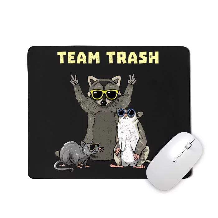 Team Trash Opossum Raccoon Rat Funny Animals Garbage Gang Mousepad