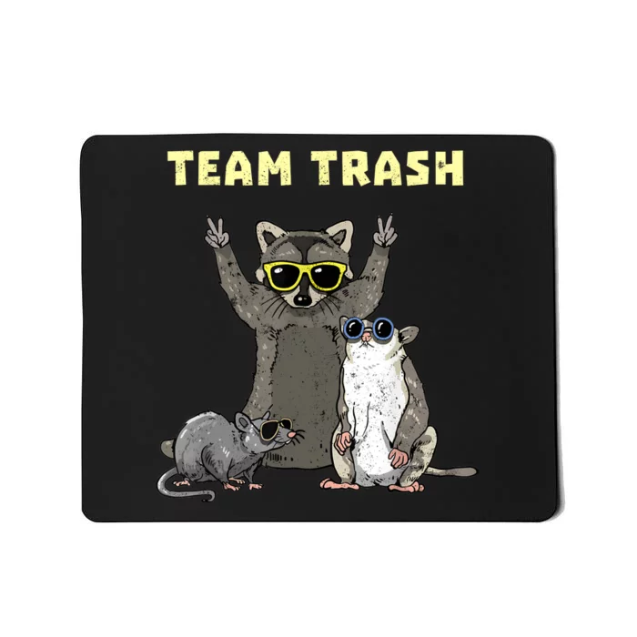 Team Trash Opossum Raccoon Rat Funny Animals Garbage Gang Mousepad