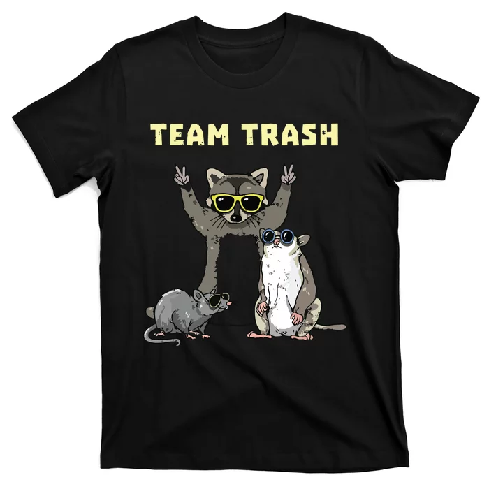 Team Trash Opossum Raccoon Rat Funny Animals Garbage Gang Short Sleeve T-Shirt