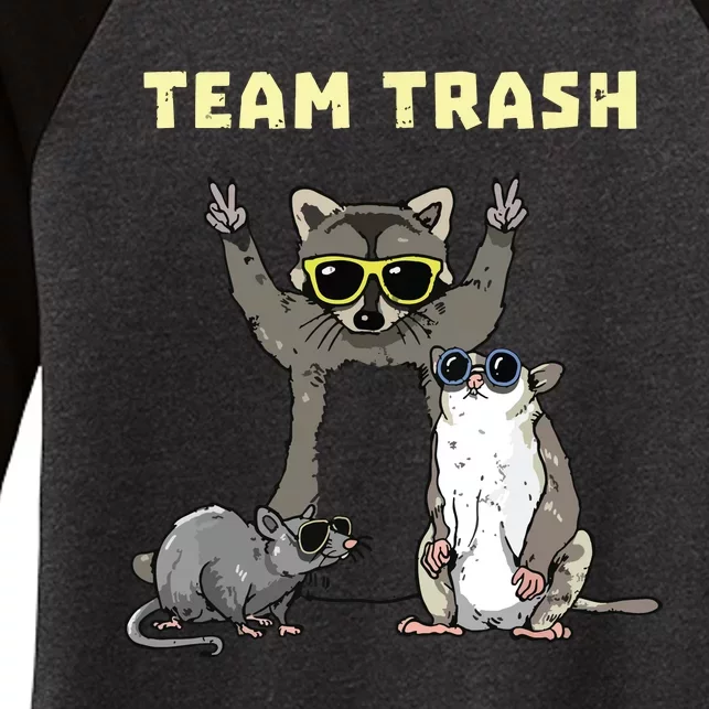 Team Trash Opossum Raccoon Rat Funny Animals Garbage Gang Short Sleeve Women's Tri-Blend 3/4-Sleeve Raglan Shirt