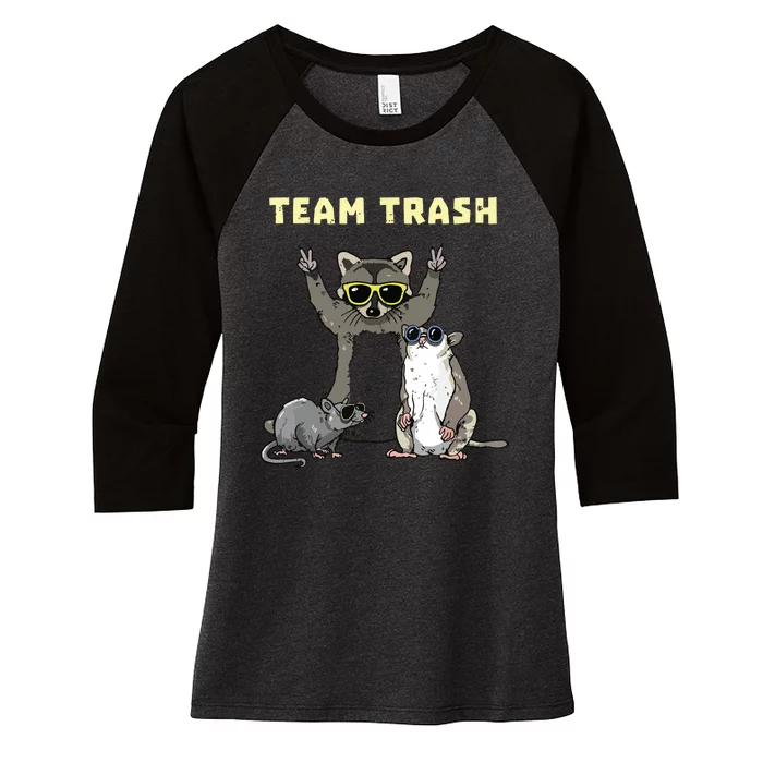 Team Trash Opossum Raccoon Rat Funny Animals Garbage Gang Short Sleeve Women's Tri-Blend 3/4-Sleeve Raglan Shirt