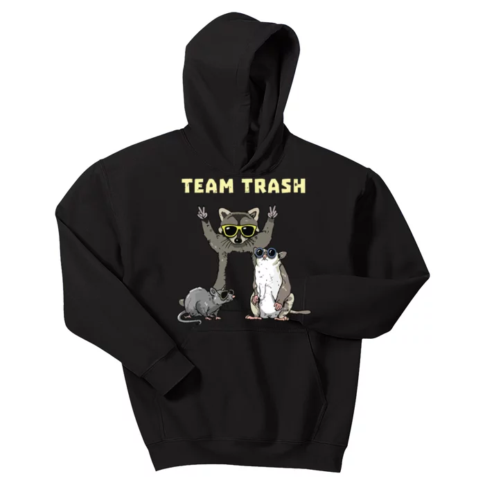 Team Trash Opossum Raccoon Rat Funny Animals Garbage Gang Short Sleeve Kids Hoodie