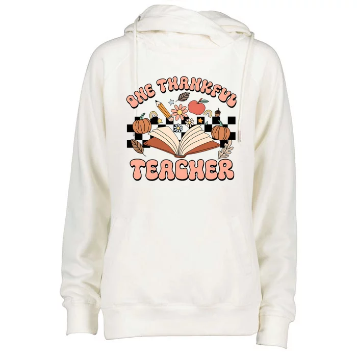 Thanksgiving Teacher One Thankful Teacher Womens Funnel Neck Pullover Hood