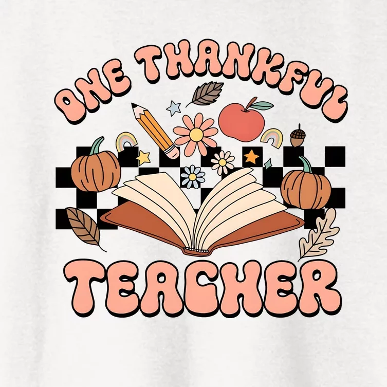 Thanksgiving Teacher One Thankful Teacher Women's Crop Top Tee