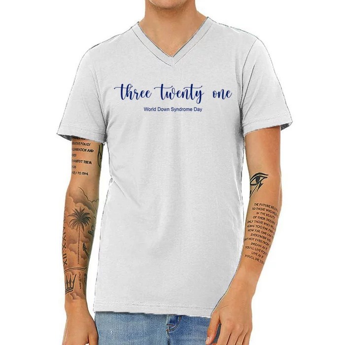 Three Twenty One World Down Syndrome Day V-Neck T-Shirt